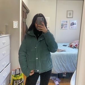 HOLLISTER CORDUROY TURQUOISE PUFFER